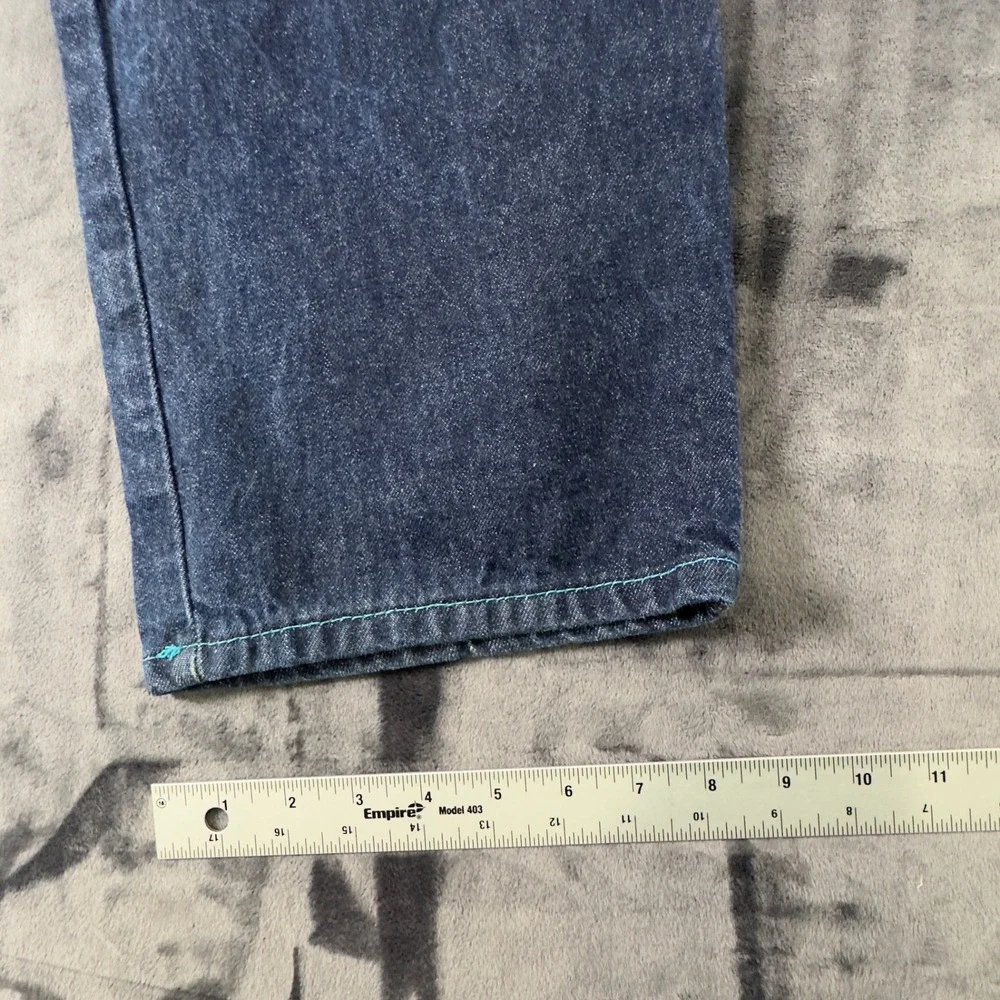 KJ Jeans Carpenter Pants Mens 34 Y2K Dark Blue Teal Stitching Made in USA 413